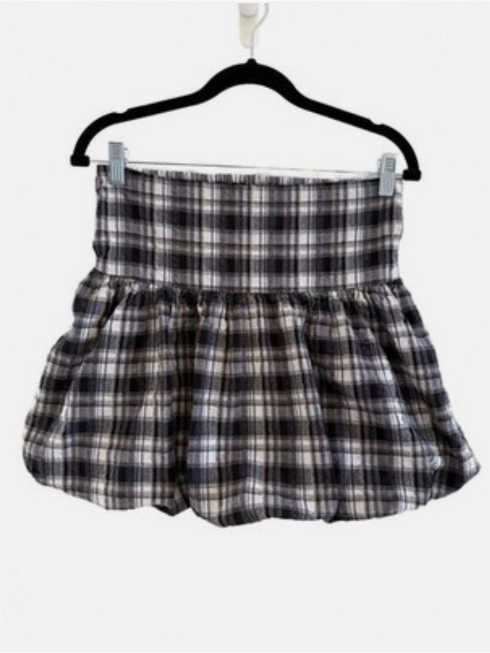 Japna Black & White Plaid Bubble Skirt